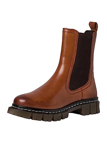 s.Oliver Damen Chelsea Boots aus Kunstleder Blockabsatz Braun (Cognac), 41 von s.Oliver