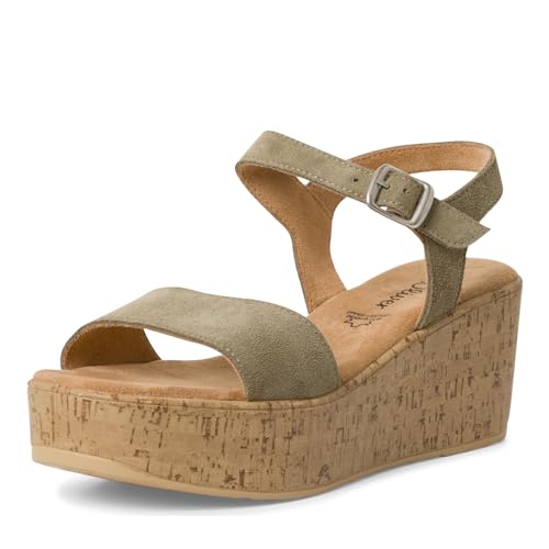 s.Oliver Damen Sandalen mit Absatz mit verstellbarem Riemen aus Leder, Grün (Pistachio), 38 von s.Oliver