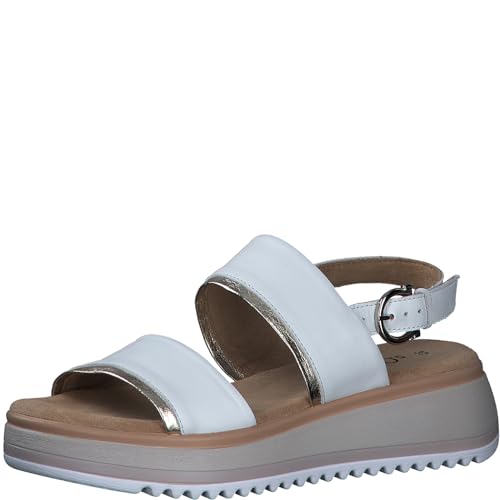 s.Oliver Damen Sandalen aus Leder Plateau, Weiß (White), 36 von s.Oliver