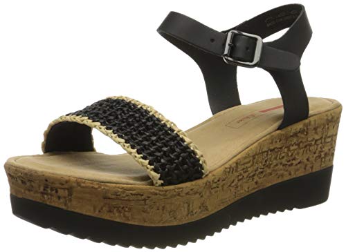 s.Oliver 5-5-28327-24, Damen Riemchensandalen, Schwarz (BLACK/RAFFIA 082), 40 EU (6 UK) von s.Oliver