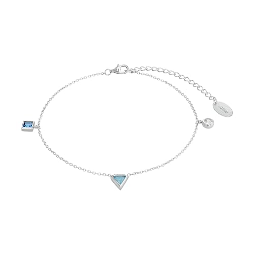 s.Oliver Fußkette 925 Sterling Silber Damen Sommerschmuck, mit Zirkonia synth., 22+5 cm, Blau, Kommt in Schmuck Geschenk Box, 2034572 von s.Oliver