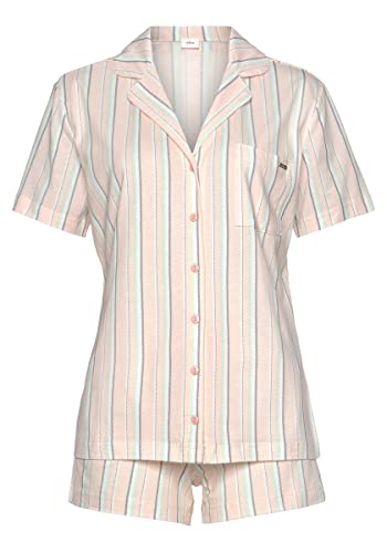 s.Oliver Damen Ak-211-47 Pyjamaset, Apricot Gestreift, 32-34 EU von s.Oliver