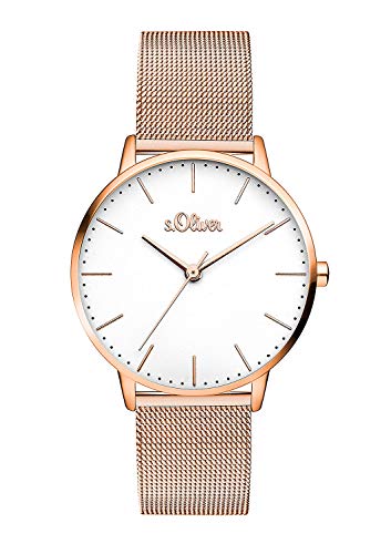 s.Oliver Damen Analog Quarz Armbanduhr mit Edelstahl Armband SO-3446-MQ von s.Oliver