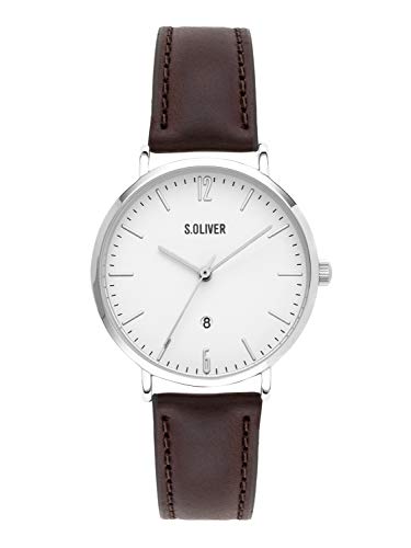s.Oliver Damen Analog Quarz Armbanduhr mit Leder Armband Braun SO-3601-LQ von s.Oliver
