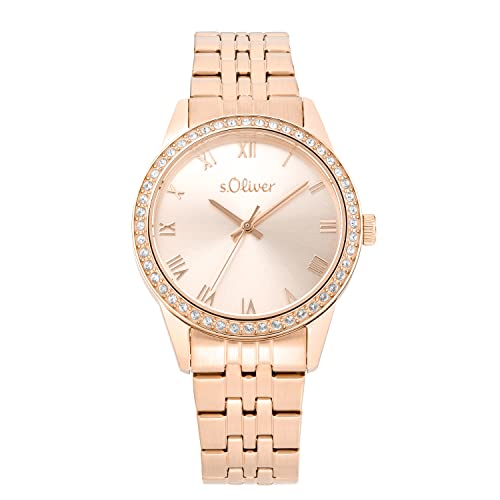 s.Oliver Armbanduhr Damen Quarzuhr Analog, mit Edelstahl Armband, Roséfarben, 5 bar Wasserdicht, Kommt in Uhren Geschenk Box, 2035435 s.Oliver Armbanduhr Damen Quarzuhr Analog, mit Edelstahl Armband, Roséfarben, 5 bar Wasserdicht, Kommt in Uhren Geschenk Box, 2035435 von s.Oliver