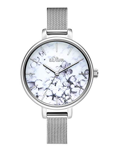 s.Oliver Damen Analog Quarz Uhr mit Edelstahl Armband SO-3785-MQ von s.Oliver