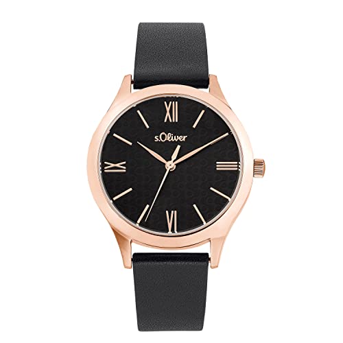 s.Oliver Armbanduhr Damen Quarzuhr Analog, mit Leder Armband, Schwarz, 5 bar Wasserdicht, Kommt in Uhren Geschenk Box, 2035441 s.Oliver Armbanduhr Damen Quarzuhr Analog, mit Leder Armband, Schwarz, 5 bar Wasserdicht, Kommt in Uhren Geschenk Box, 2035441 von s.Oliver