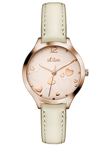 s.Oliver Damen Analog Quarz Uhr mit Leder Armband SO-3244-LQ von s.Oliver