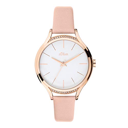 s.Oliver Damen Analog Quarz Uhr mit Leder Armband SO-3695-LQ von s.Oliver