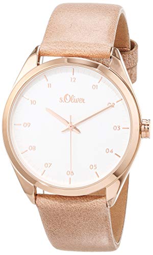 s.Oliver Damen Analog Quarz Uhr mit Leder Armband SO-3732-LQ von s.Oliver