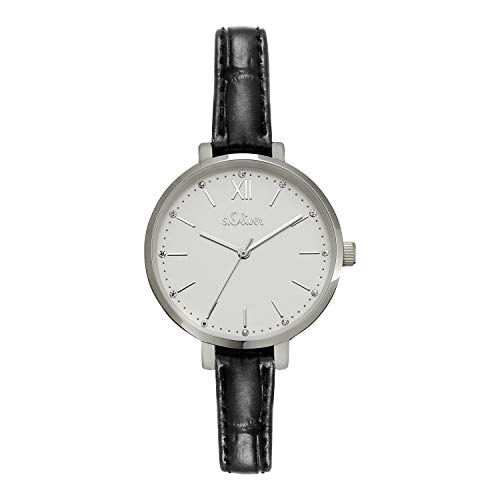 s.Oliver Damen Analog Quarz Uhr mit Leder Armband SO-4194-LQ von s.Oliver