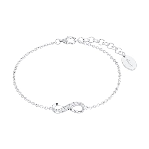 s.Oliver Armband 925 Sterling Silber Damen Armschmuck, mit Zirkonia synth., 17+3 cm, Roséfarben, Infinity, Kommt in Schmuck Geschenk Box, 2030727 von s.Oliver