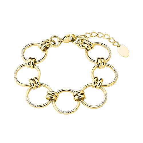 s.Oliver Armband Edelstahl Damen Armschmuck, mit Kristall, 18+3 cm, Gold, Kommt in Schmuck Geschenk Box, 2027627 von s.Oliver