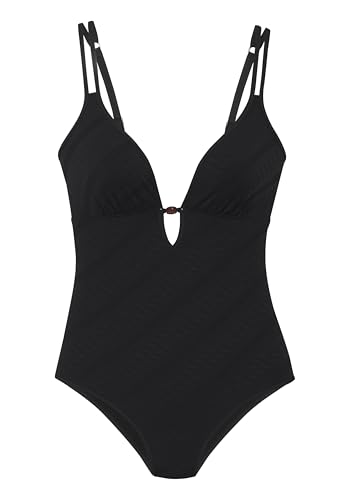 s.Oliver Damen Badeanzug mit modischem Strukturmuster in schwarz von s.Oliver