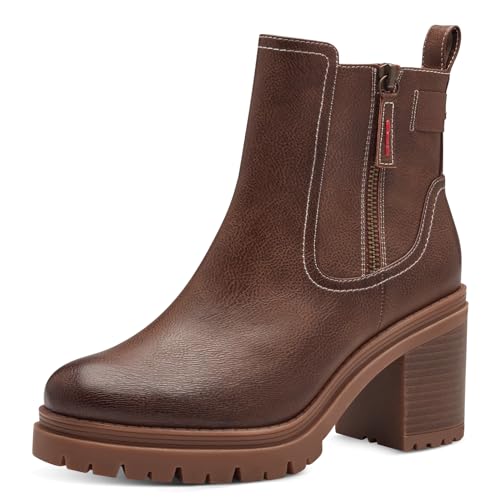 s.Oliver Damen Stiefeletten mit Absatz mit Reißverschluss Vegan, Braun (Cognac), 39 EU von s.Oliver