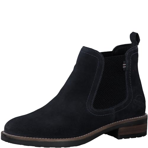 s.Oliver Damen Chelsea Boots aus Leder mit Blockabsatz, Blau (Navy), 39 EU von s.Oliver