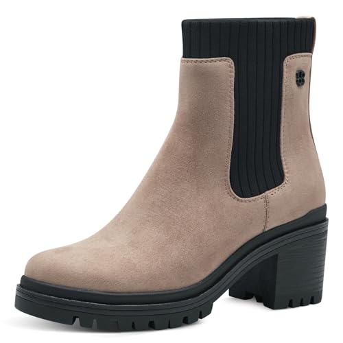 s.Oliver Damen Chelsea Boots mit Blockabsatz Vegan, Braun (Taupe), 39 EU von s.Oliver