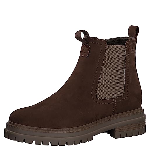 s.Oliver Damen Chelsea Boots mit Reißverschluss Blockabsatz, Braun (Cognac), 40 EU von s.Oliver