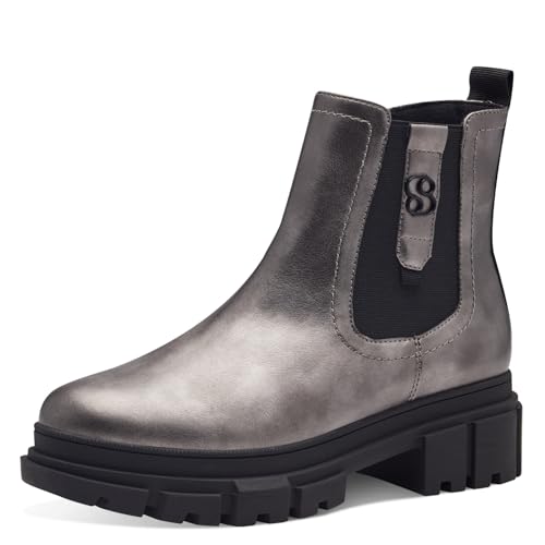 s.Oliver Damen Chelsea Boots mit Reißverschluss Vegan, Silber (Pewter), 40 EU von s.Oliver