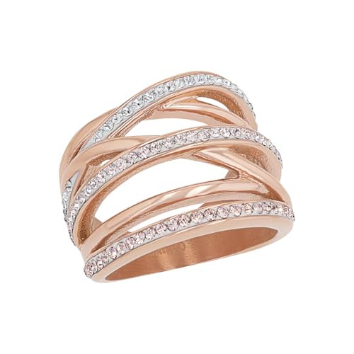 s.Oliver Ring Edelstahl Damen Ringe, mit Kristall, Apricot, Kommt in Schmuck Geschenk Box, 2020963 von s.Oliver