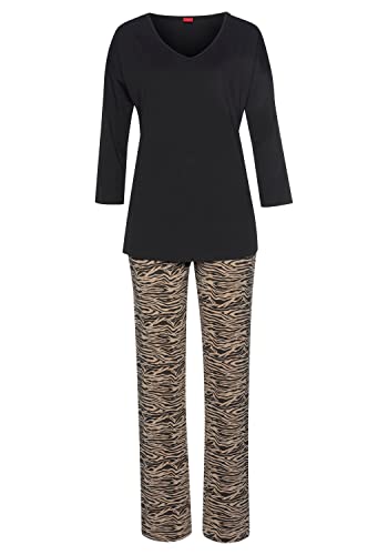 s.Oliver Damen Fashion Dreams Pyjamaset, Schwarz/Beige, 32-34 von s.Oliver