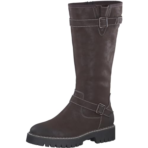 s.Oliver Damen Hohe Stiefel ohne Absatz Kniehoch Blockabsatz, Braun (Dark Brown), 37 EU von s.Oliver
