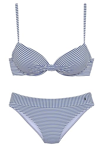 s.Oliver Damen JAP-309 Bikini-Set, hellblau-weiß gestreift, 42/ D von s.Oliver