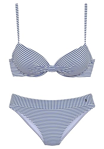 s.Oliver Damen JAP-309 Bikini-Set, hellblau-weiß gestreift, 42 / D von s.Oliver