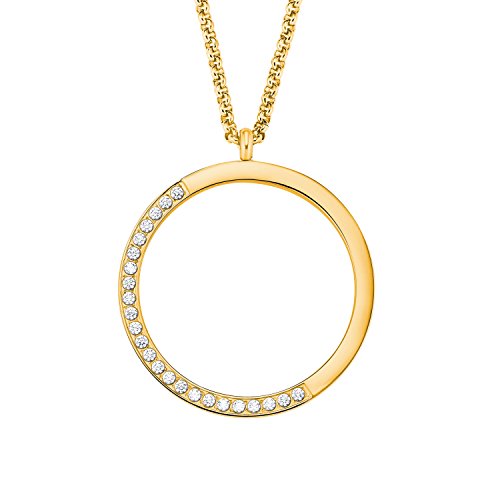 s.Oliver Damen Kette 72+5cm mit Anhänger Edelstahl IP Gold Zirkonia weiß von s.Oliver