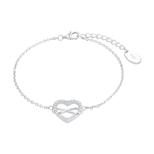 s.Oliver Armband 925 Sterling Silber Damen Armschmuck, mit Zirkonia synth., 17+3 cm, Silber, Infinity, Kommt in Schmuck Geschenk Box, 2020972 von s.Oliver