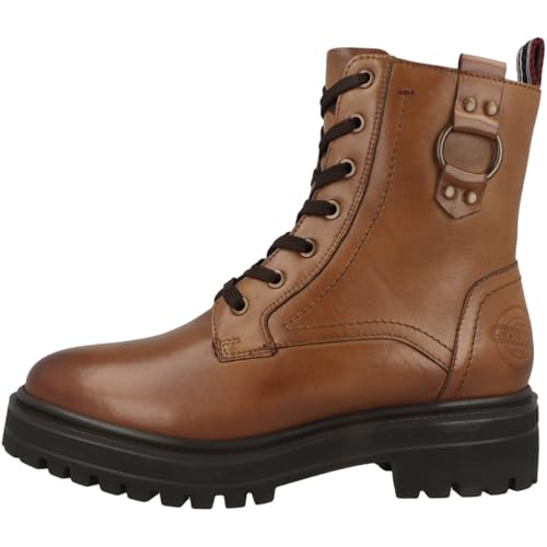 s.Oliver Damen Schnürstiefel ohne Absatz aus Leder mit Reißverschluss, Braun (Cognac), 39 EU von s.Oliver