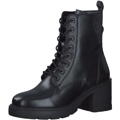 s.Oliver Damen Stiefeletten mit Absatz aus Leder zum Schnüren, Schwarz (Black), 41 EU von s.Oliver