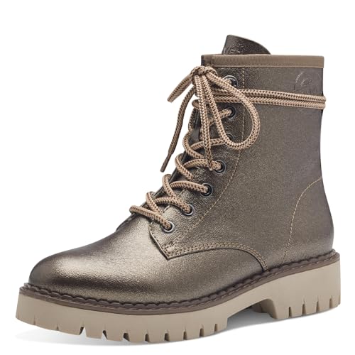 s.Oliver Damen Schnürstiefel ohne Absatz Bequem Vegan, Metallisch (Bronce), 37 EU von s.Oliver