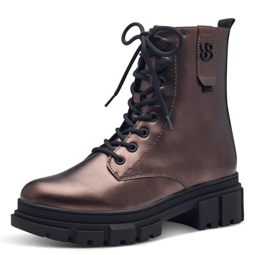 s.Oliver Damen Stiefeletten ohne Absatz zum Schnüren Vegan, Metallisch (Bronce Metall.), 38 EU von s.Oliver