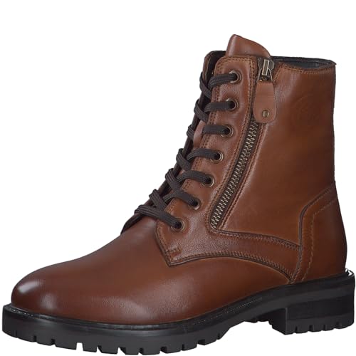 s.Oliver Damen Stiefeletten ohne Absatz aus Leder mit Reißverschluss, Braun (Cognac), 40 EU von s.Oliver