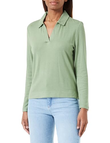 s.Oliver Damen Langarmshirt mit Polokragen Green, 34 von s.Oliver