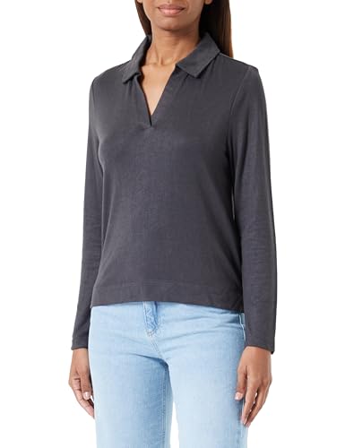 s.Oliver Damen Langarmshirt mit Polokragen Grey, 36 von s.Oliver