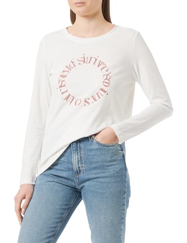 s.Oliver Damen Langarmshirt mit Print White, 40 von s.Oliver