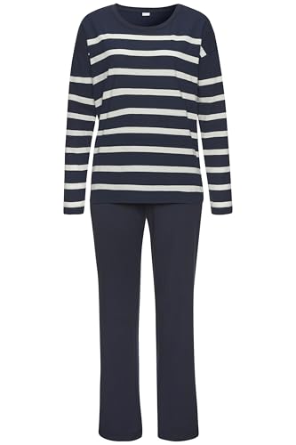 s.Oliver Damen Langer Pyjama im maritimen Streifenlook von s.Oliver