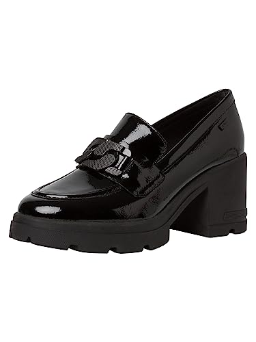 s.Oliver Damen Loafer mit Absatz Blockabsatz Elegant, Schwarz (Black Patent), 42 EU von s.Oliver