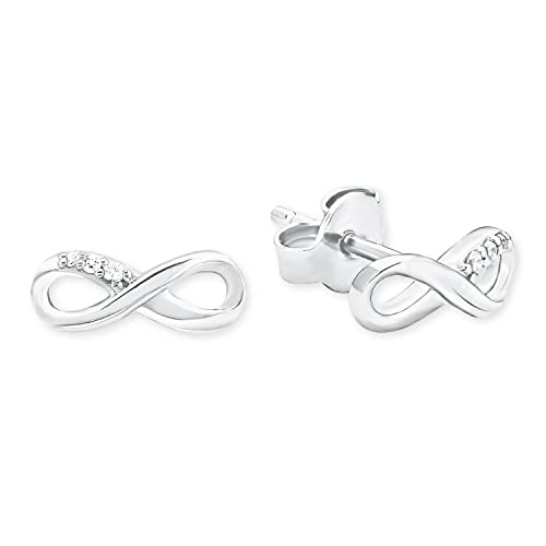 s.Oliver Ohrstecker 925 Sterling Silber Damen Ohrschmuck, mit Zirkonia synth., 0,4 cm, Silber, Infinity, Kommt in Schmuck Geschenk Box, 2017247 von s.Oliver