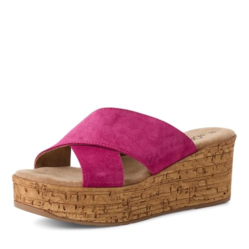s.Oliver Damen Pantoletten aus Leder mit Keilabsatz, Rosa (Pink), 40 EU von s.Oliver