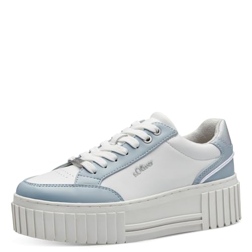 s.Oliver Damen Plateau Sneaker Platform Vegan, Mehrfarbig (Light Blue Com), 40 von s.Oliver