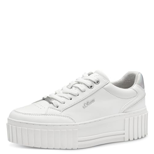 s.Oliver Damen Plateau Sneaker Platform Vegan, Weiß (White), 41 von s.Oliver