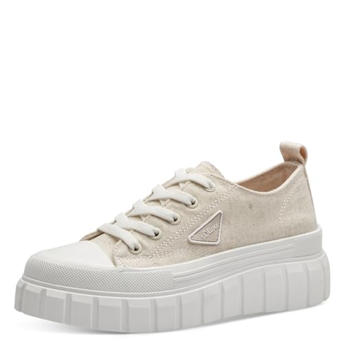 s.Oliver Damen Plateau Sneaker aus Stoff Bequem, Beige (Beige), 38 EU von s.Oliver