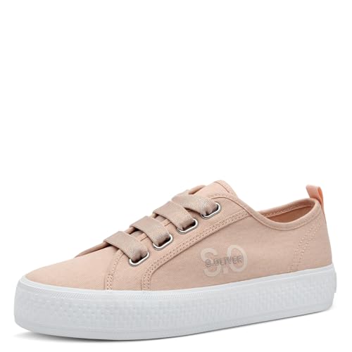s.Oliver Damen Plateau Sneaker mit Breiten Schnürsenkeln Low Top, Rosa (Coral), 37 EU von s.Oliver