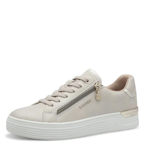 s.Oliver Damen Plateau Sneaker mit Reißverschluss Bequem, Gold (Champagne), 39 EU von s.Oliver