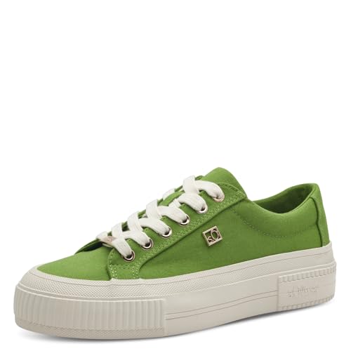 s.Oliver Damen Plateau Sneaker mit Schnürsenkeln Bequem, Metallisch (Green), 40 EU von s.Oliver