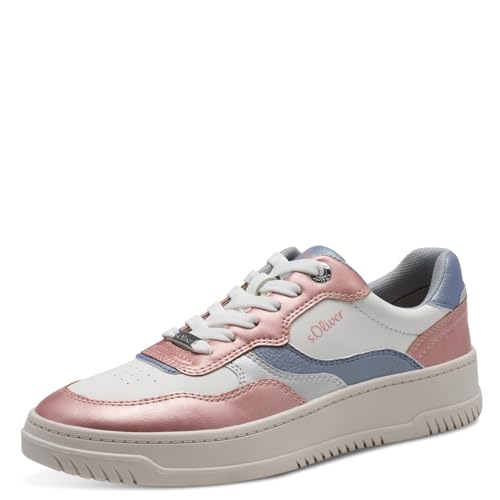s.Oliver Damen Plateau Sneaker zum Schnüren Vegan, Rosa (Pink Comb.), 39 EU von s.Oliver