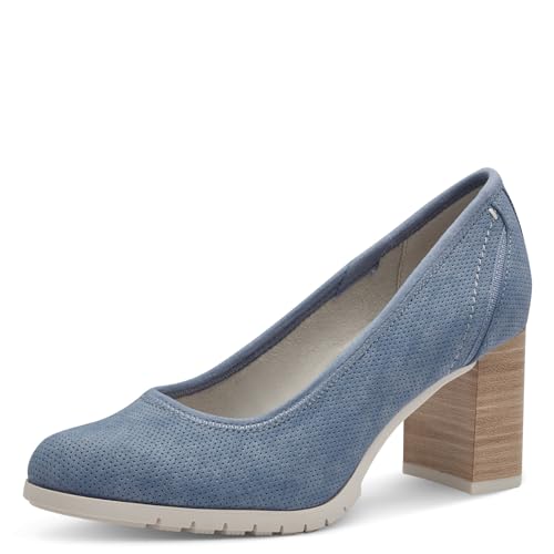 s.Oliver Damen Pumps mit Blockabsatz mit Strukturmuster, Blau (Indigo), 38 von s.Oliver